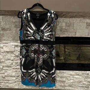 Nicole Blue black white Patterned Dress size 16